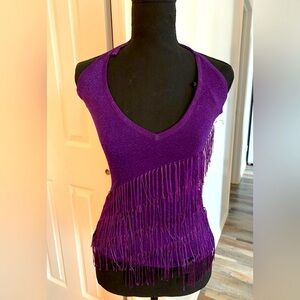 Morgan De Toi- Paris- Crown Jewel Halter Top knitwear with Fringes- size S